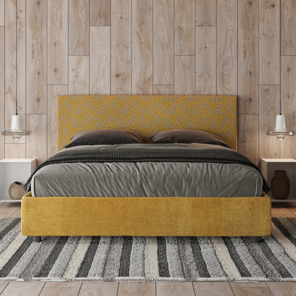Letto matrimoniale con rete 160x190 tessuto Era 06 giallo -