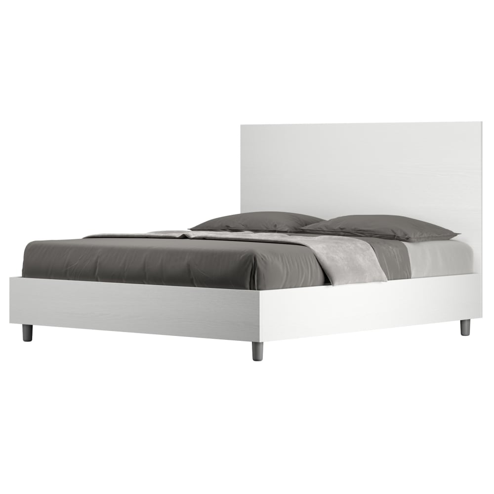 Letto matrimoniale senza rete 160x190 effetto legno bianco frassino - Modello Contemporaneo - Bianco - Pannello di particelle