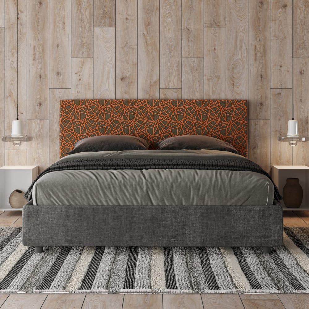 Letto matrimoniale contenitore 160x190 tessuto Era 04 arancio -