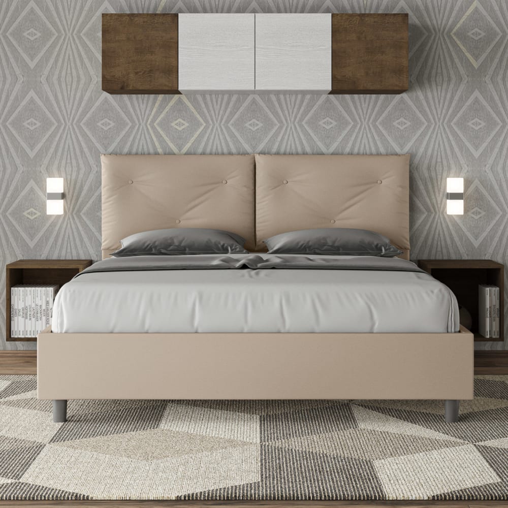 Letto matrimoniale senza rete 160x210 similpelle tortora -