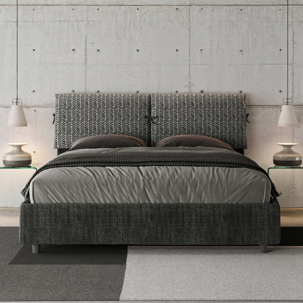 Letto matrimoniale senza rete 160x190 tessuto Aragona 8 blu -