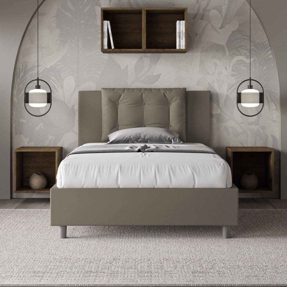 Letto una piazza e mezza senza rete 120x200 similpelle cappuccino