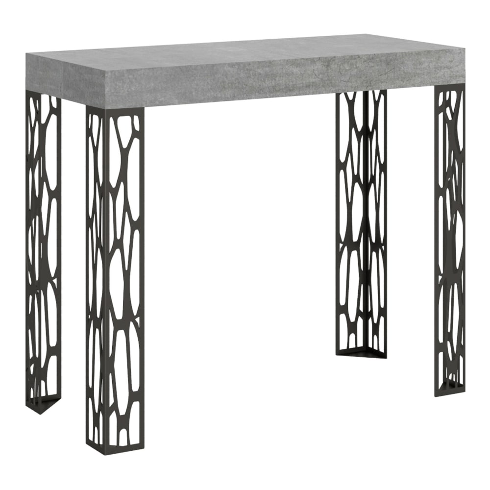 Itamoby Ausziehbarer Konsolentisch 90x40/300cm in Holzoptik Zementgrau, Eisen style modern - Spanplatte
