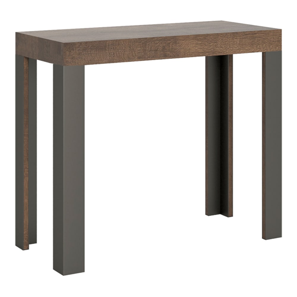 Itamoby Ausziehbarer Konsolentisch 90x40/300cm in Holzoptik Nussbaum, Eisen style modern Braun Spanplatte