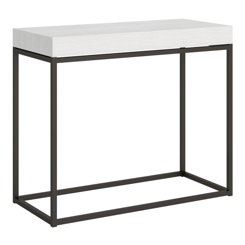 Itamoby Ausziehbarer Konsolentisch 90x40/300cm in Holzoptik Esche weiß, Eisen style modern - Spanplatte