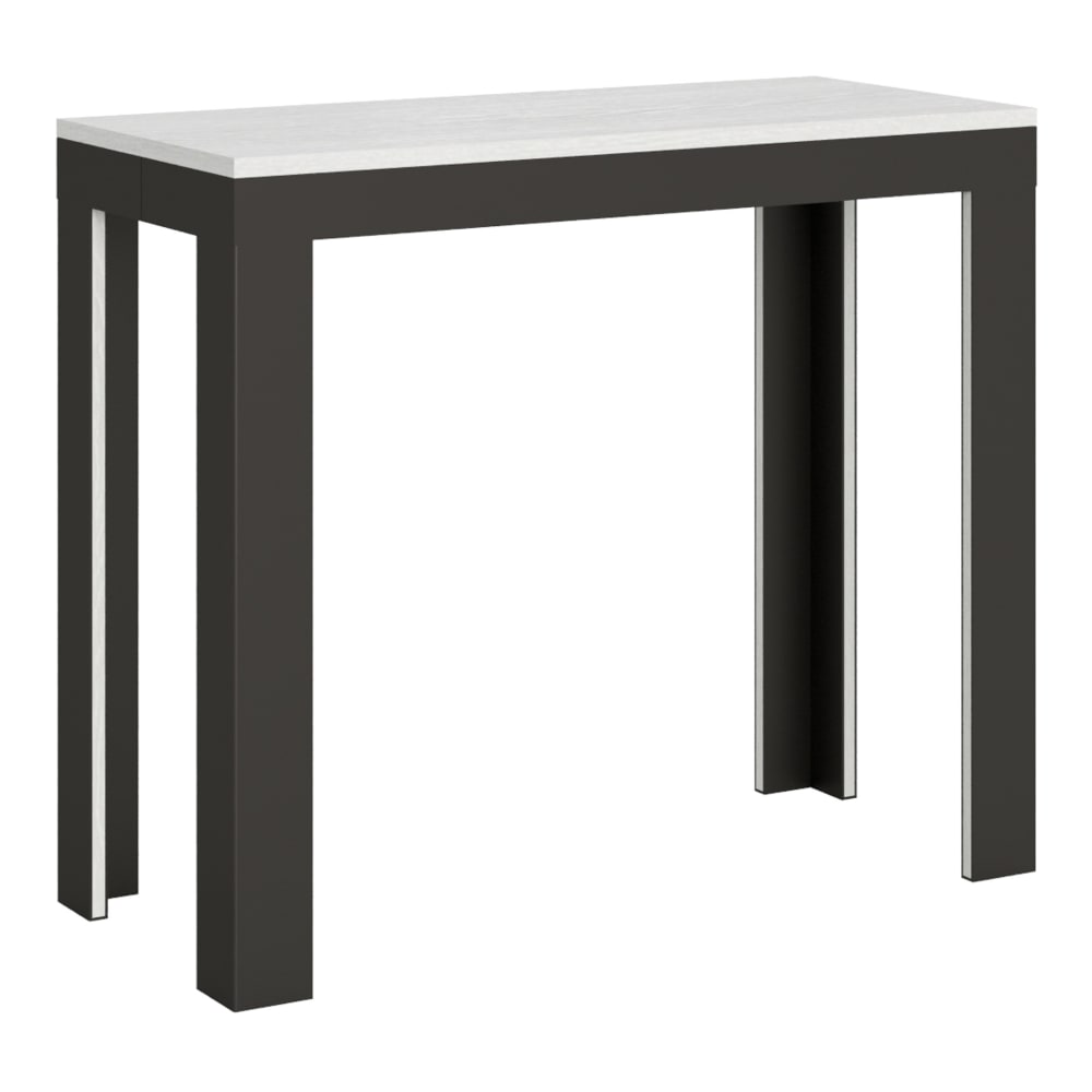 Console extensible effet bois frêne blanc 90x40/196 cm
