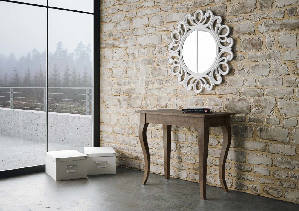 Ausziehbarer Konsolentisch 90x48/204cm in Holzoptik Nussbaumbraun