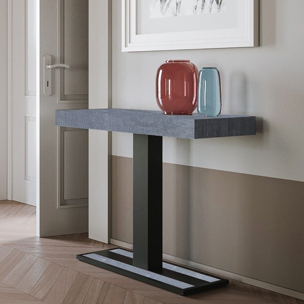 Console extensible effet béton gris 90x40/196 cm