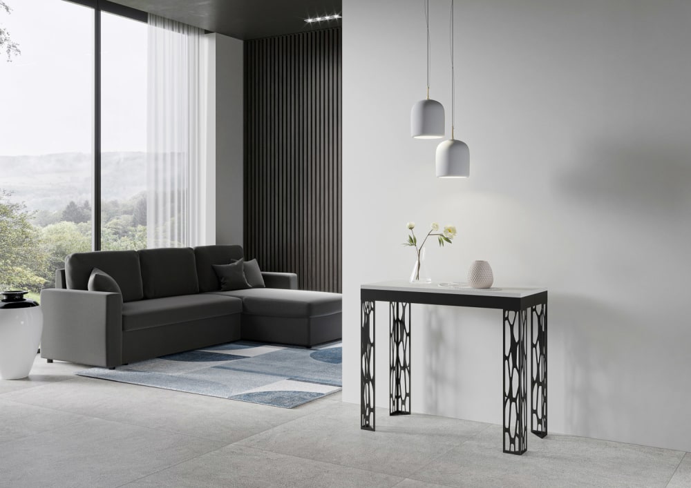 Consolle allungabile effetto legno bianco frassino 90x40/300 cm -