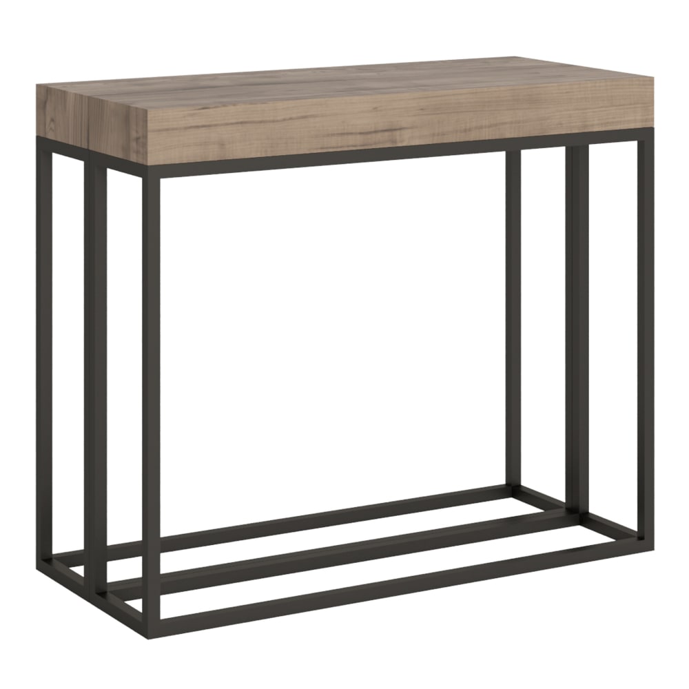 Itamoby Ausziehbarer Konsolentisch 90x40/196cm in Holzoptik Eiche Natur, Eisen style modern Braun Spanplatte