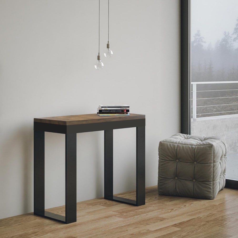 Ausziehbarer Konsolentisch 90x40/300cm in Holzoptik Nussbaum,