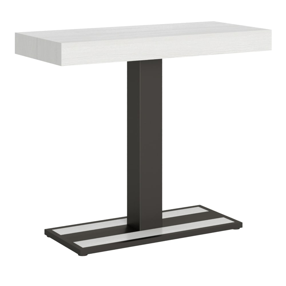 Console extensible effet bois frêne blanc 90x40/196 cm