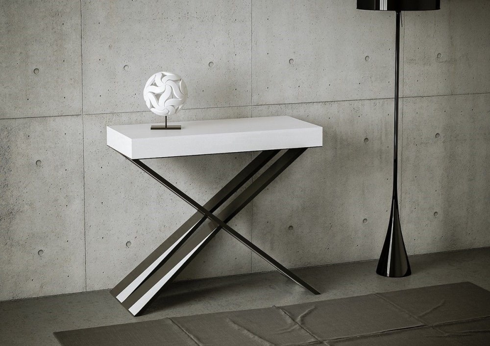 Consolle allungabile 90x40/300 cm effetto legno bianco frassino -