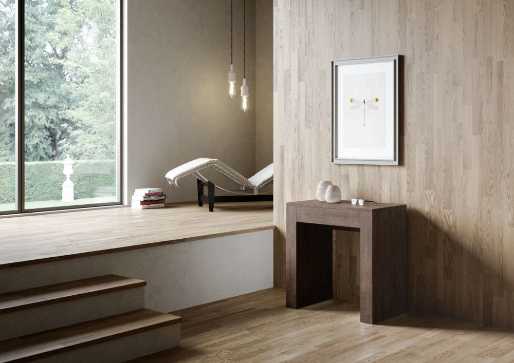 Ausziehbarer Konsolentisch 78x47/299cm in Holzoptik Nussbaumbraun