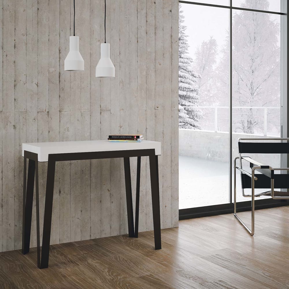 Consolle allungabile 90x40/300 cm effetto legno bianco frassino -