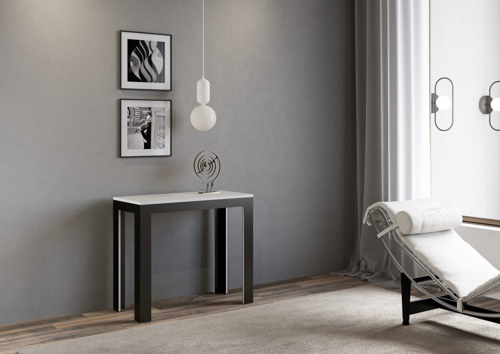 Consolle allungabile effetto legno bianco frassino 90x40/300 cm -