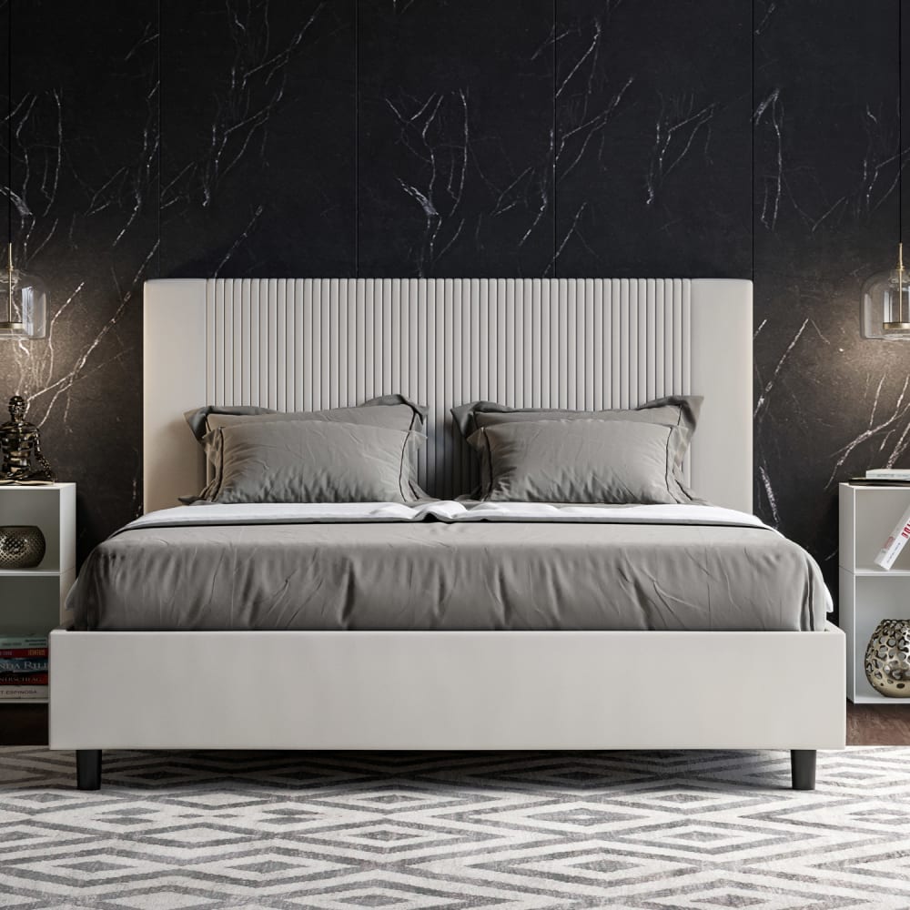 Letto matrimoniale contenitore 160x190 similpelle bianco -
