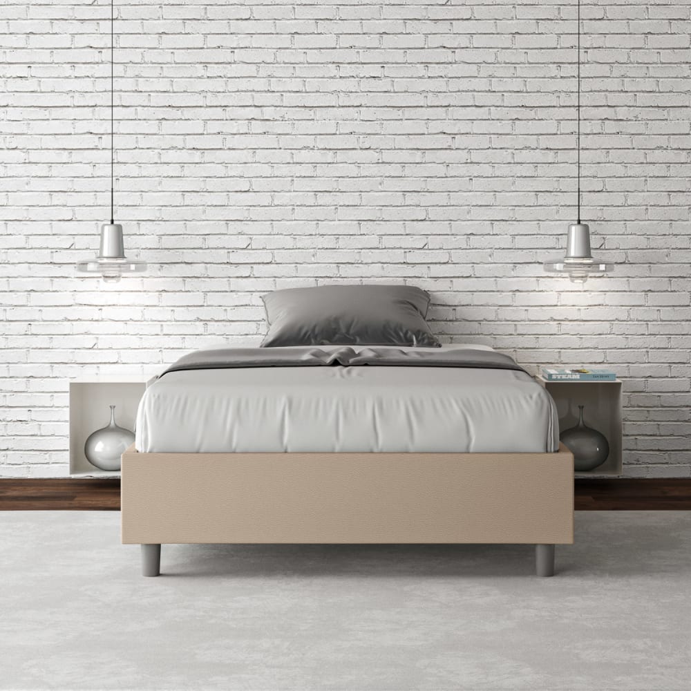 Letto matrimoniale francese senza rete 140x210 similpelle tortora
