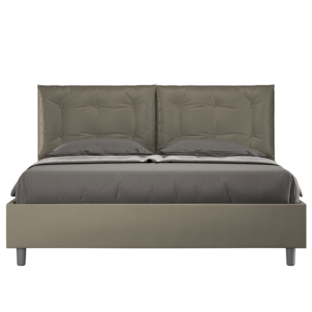 Ityhome Gepolstertes Bett mit Lattenrost 160x200 Kunstlederbezug Cappuccino style modern Braun Pvc - Polyvinlychlorid