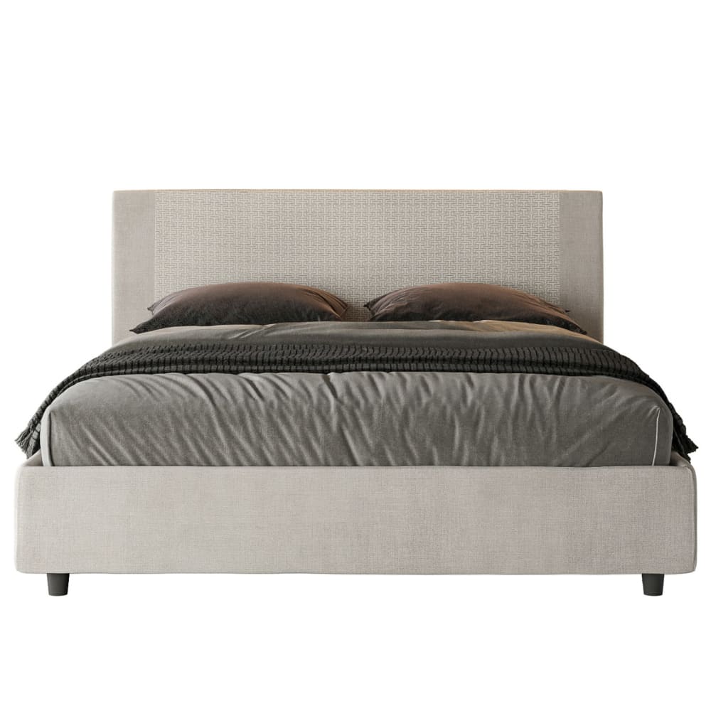 Letto matrimoniale contenitore 160x190 tessuto Labirinto 01 bianco - Modello Contemporaneo - Tessuto