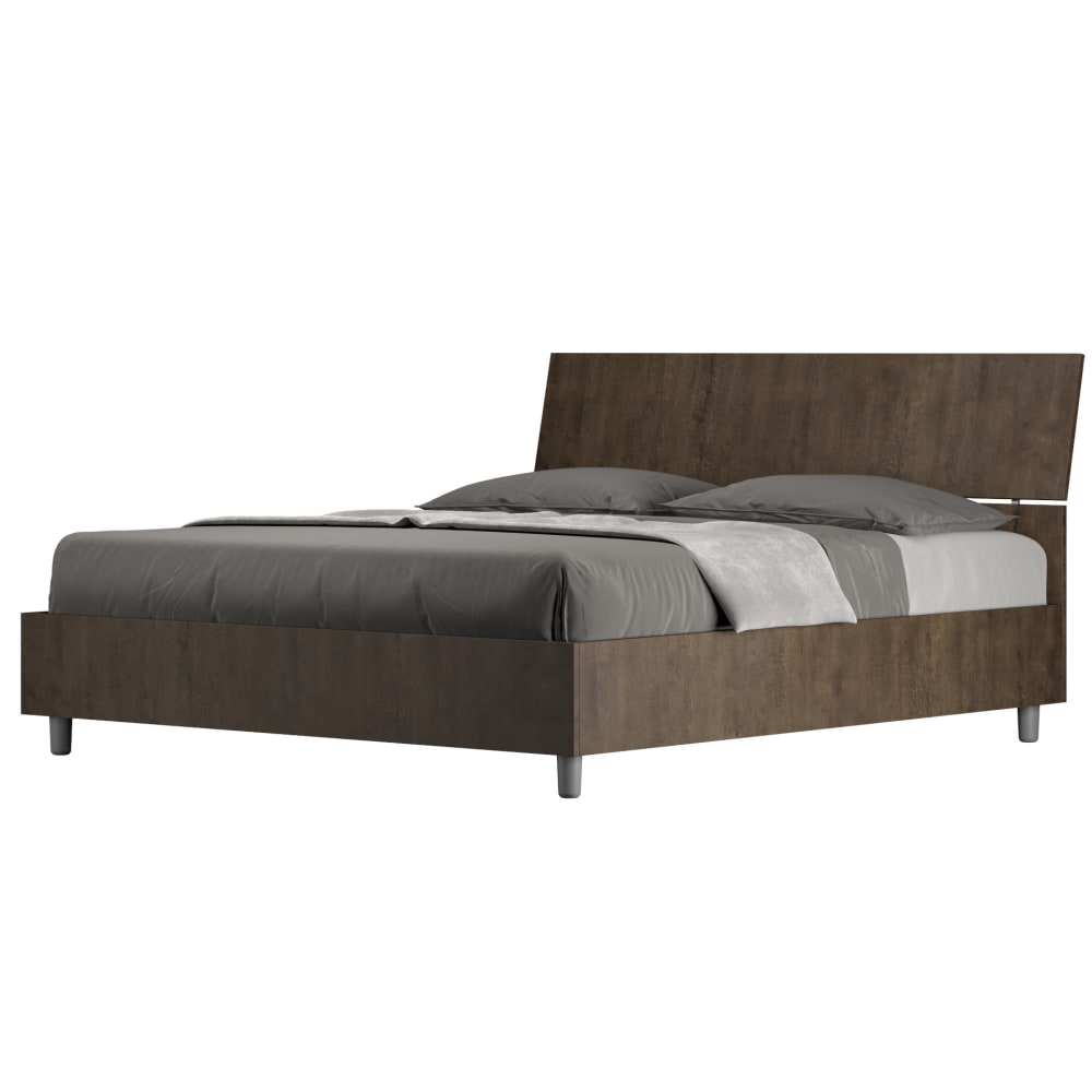 Letto matrimoniale contenitore 160x190 effetto legno noce - Modello Contemporaneo - Marrone - Pannello di particelle