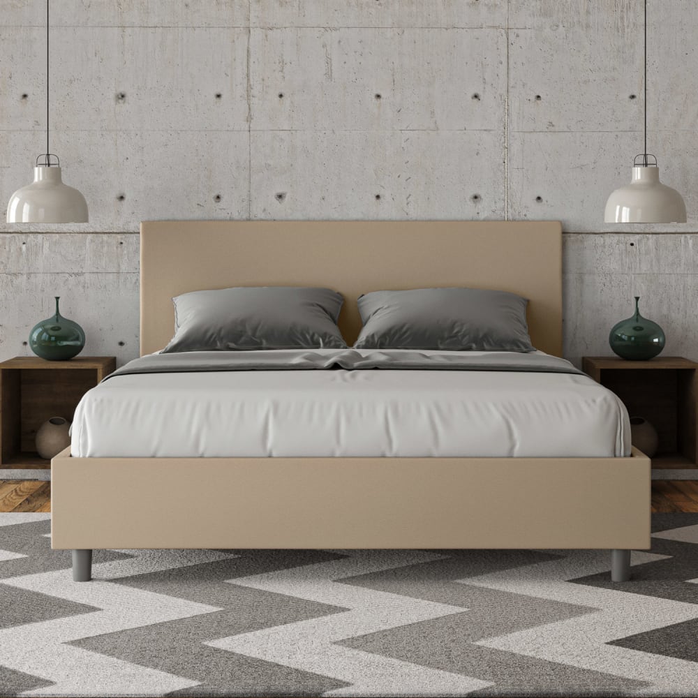 Letto matrimoniale senza rete 160x190 similpelle tortora -