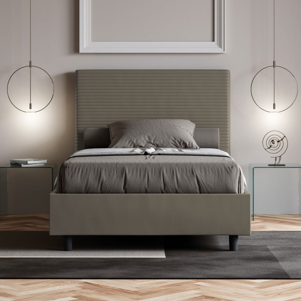 Letto una piazza e mezza senza rete 120x210 similpelle cappuccino