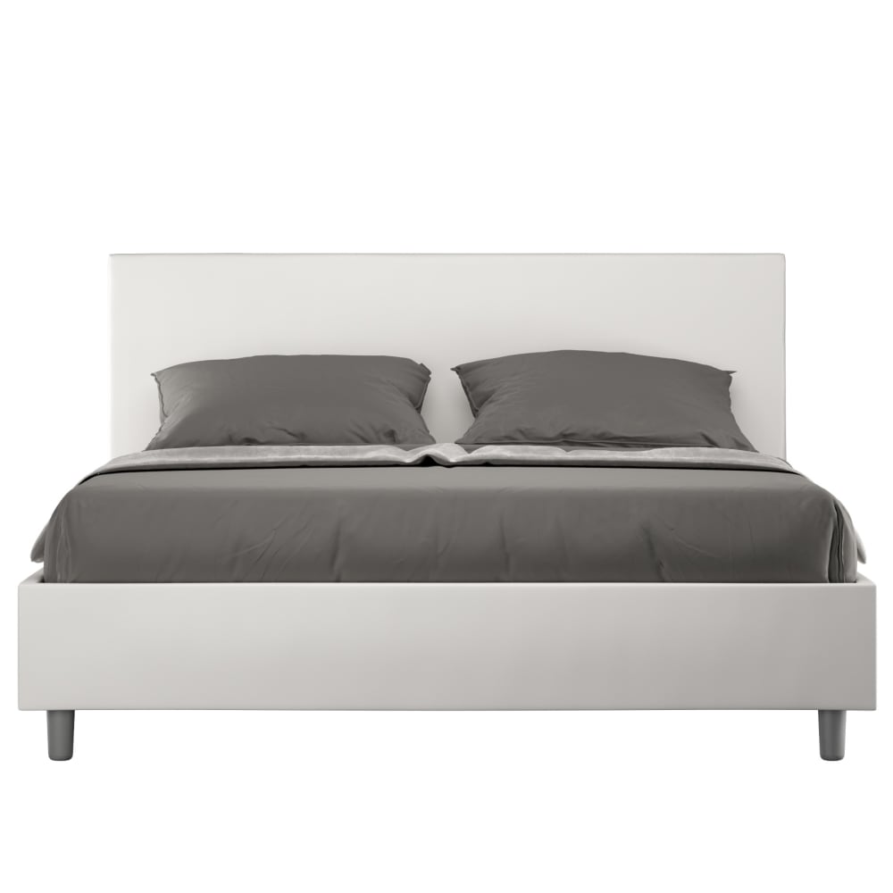 Letto matrimoniale contenitore 160x210 similpelle bianco - Modello Contemporaneo - Bianco - PVC - Cloruro di polivinile