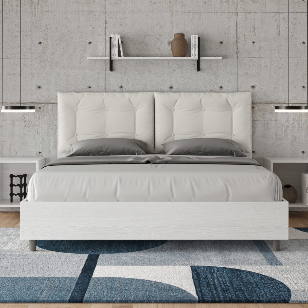 Letto matrimoniale con rete 160x190 similpelle bianco - Ityhome