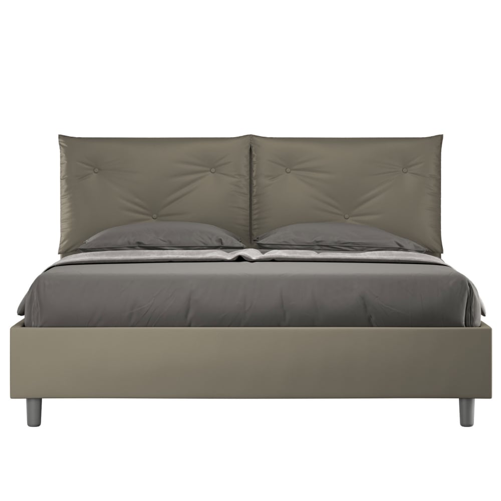 Letto matrimoniale con rete 160x200 similpelle cappuccino - Modello Contemporaneo - Marrone - PVC - Cloruro di polivinile