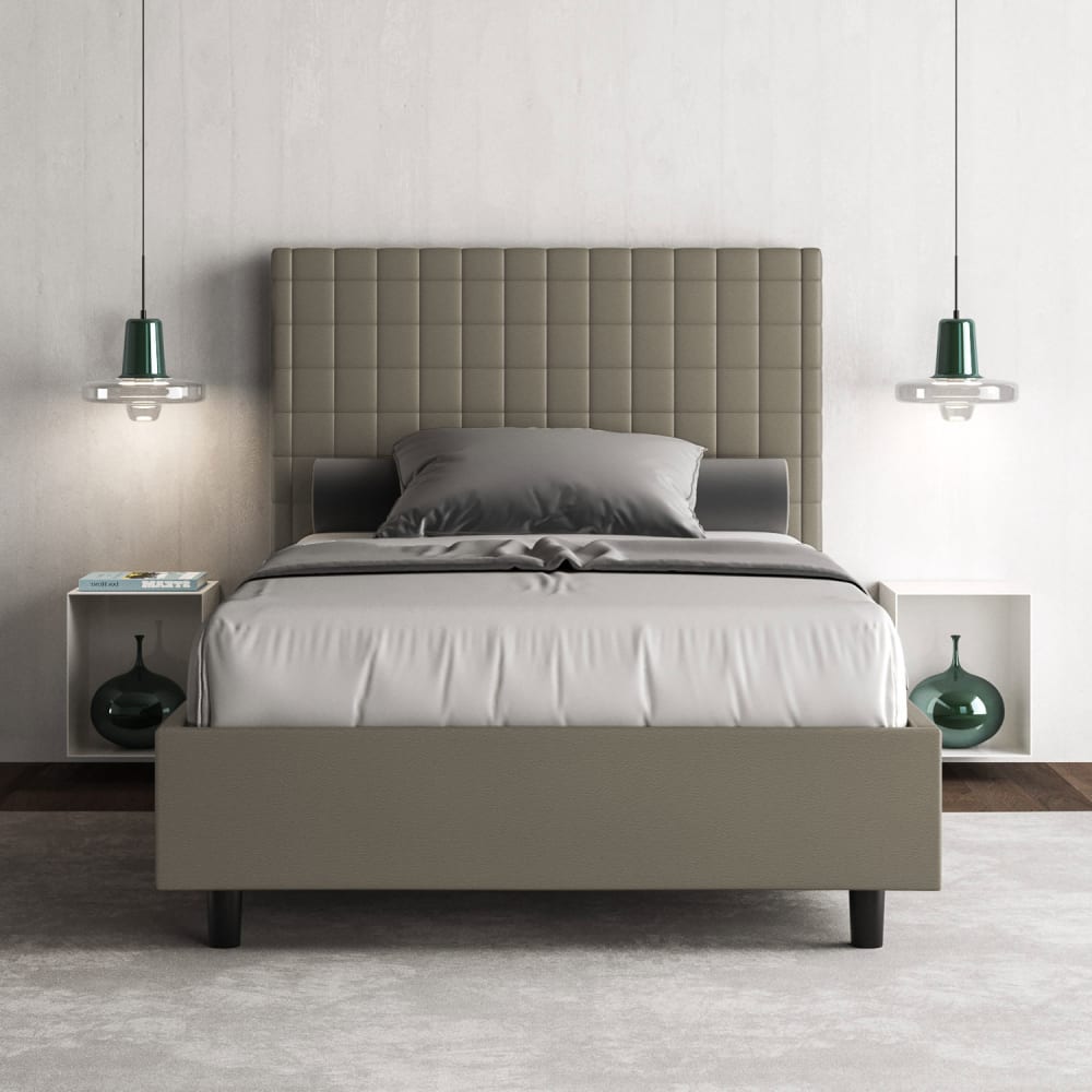 Letto una piazza e mezza senza rete 120x190 similpelle cappuccino