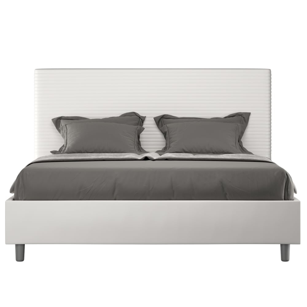 Letto matrimoniale senza rete 160x210 similpelle bianco - Modello Contemporaneo - Bianco - PVC - Cloruro di polivinile
