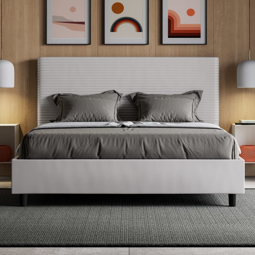 Letto matrimoniale senza rete 160x210 similpelle bianco - Ityhome