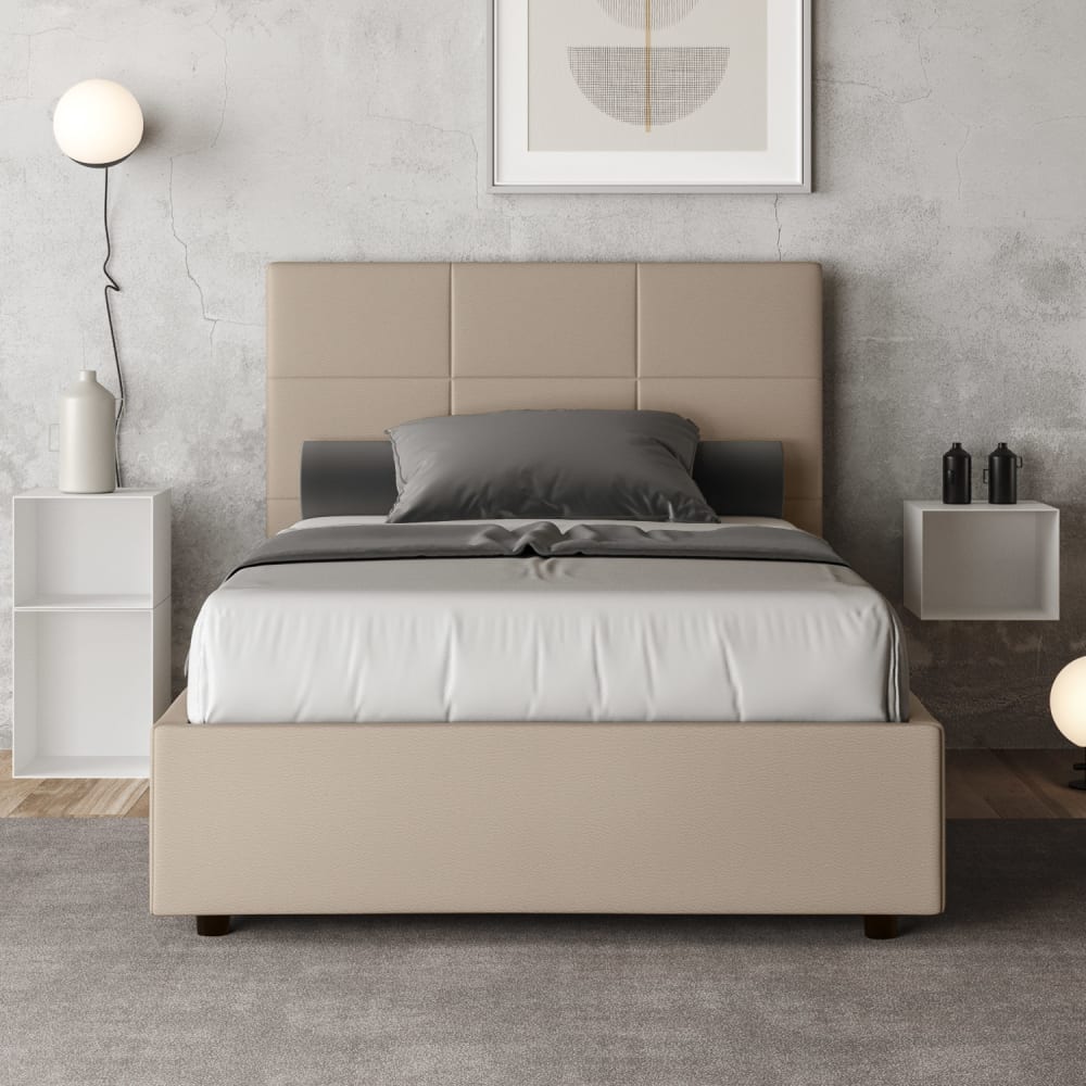 Letto matrimoniale francese senza rete 140x210 similpelle tortora