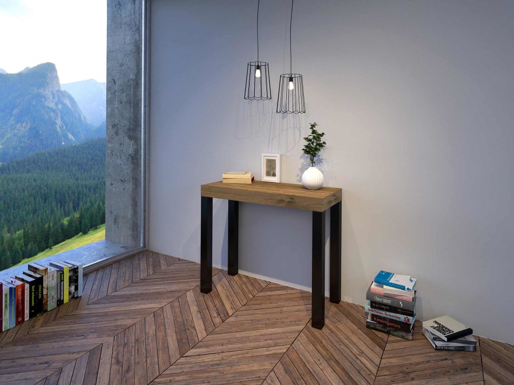 Consolle allungabile 90x40/300 cm effetto legno quercia natura -