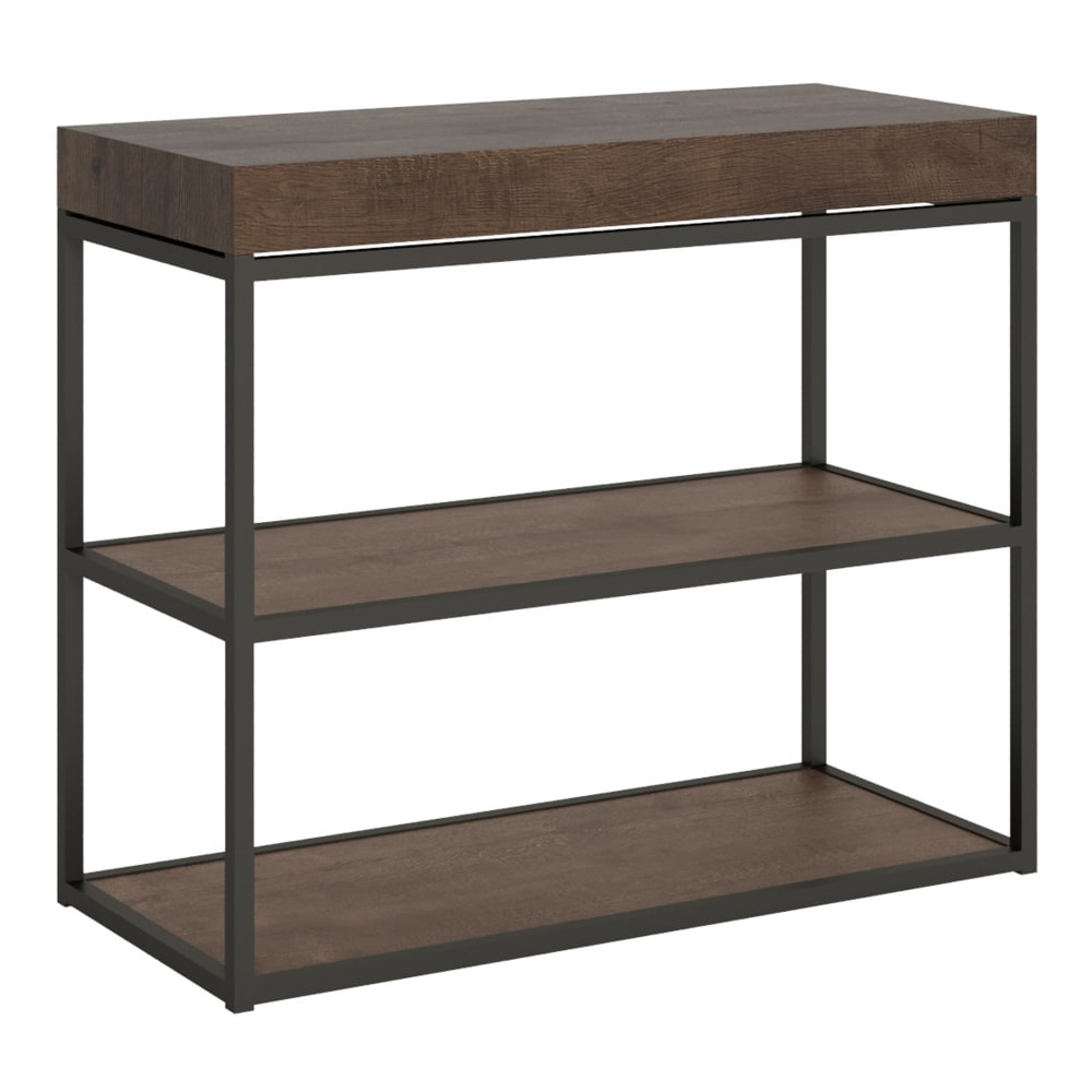 Console extensible effet bois noyer 90x40/196 cm