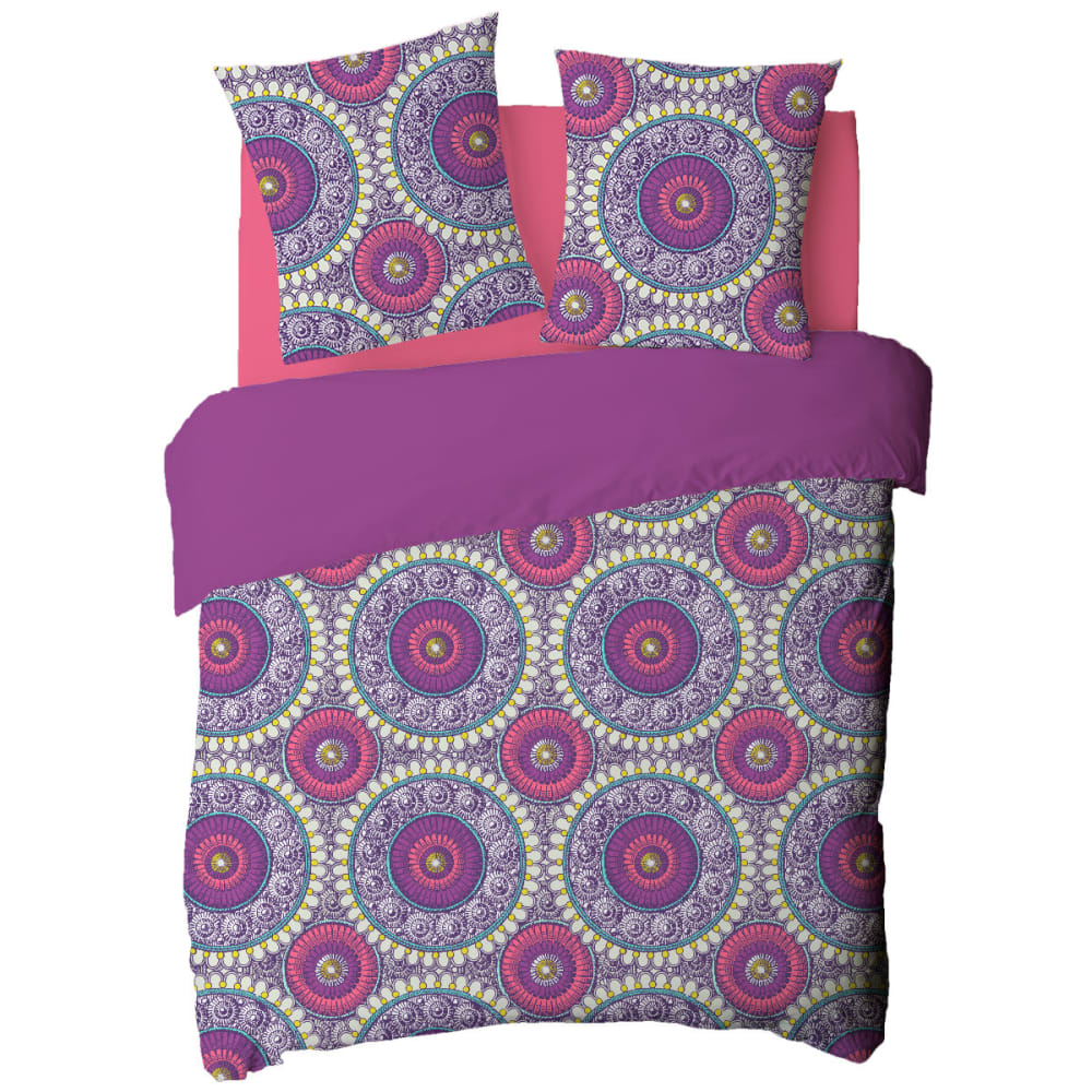 Parure de lit 2 personnes rosaces en satin 78 fils 260x240cm - Maisons du Monde