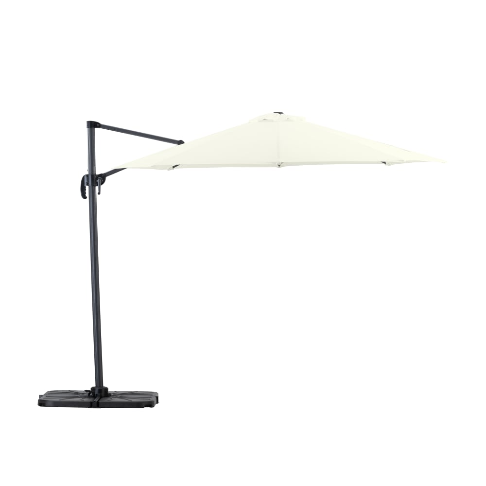 Ombrellone sospeso con struttura antracite, tessuto bianco, rotondo 3m - Bianco - Alluminio