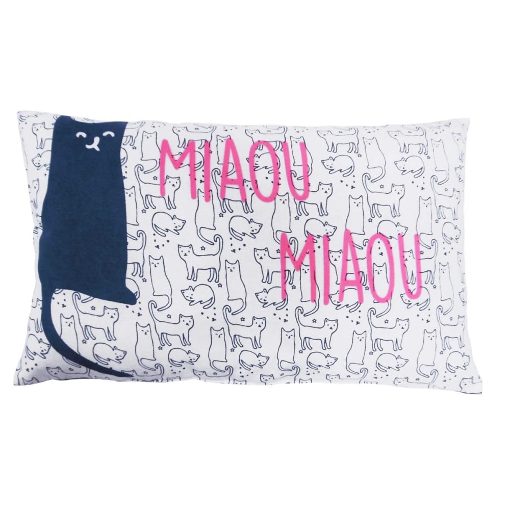 Coussin enfant imprimé chat coton 30x50cm