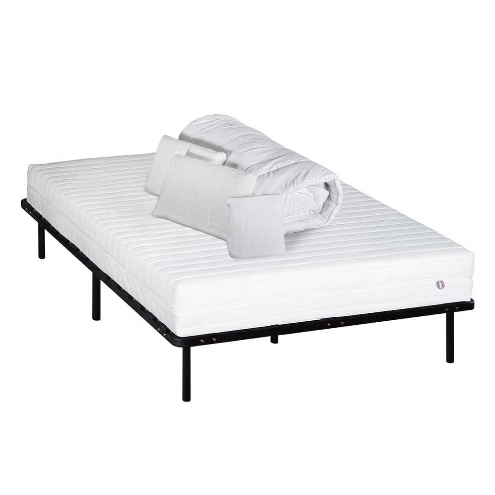 Pack    Matelas Mousse HD + Sommier + Accessoires 140x190 cm