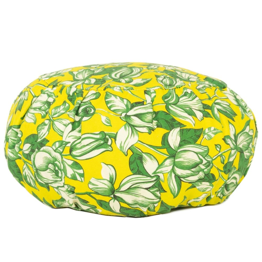 Cojín de meditación con estampado de flores amarillo