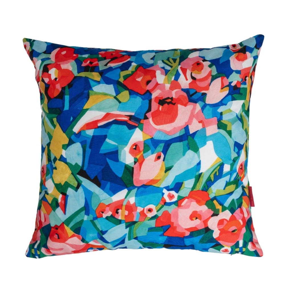 Housse de coussin extérieur 45x45 cm motif fleuri abstrait