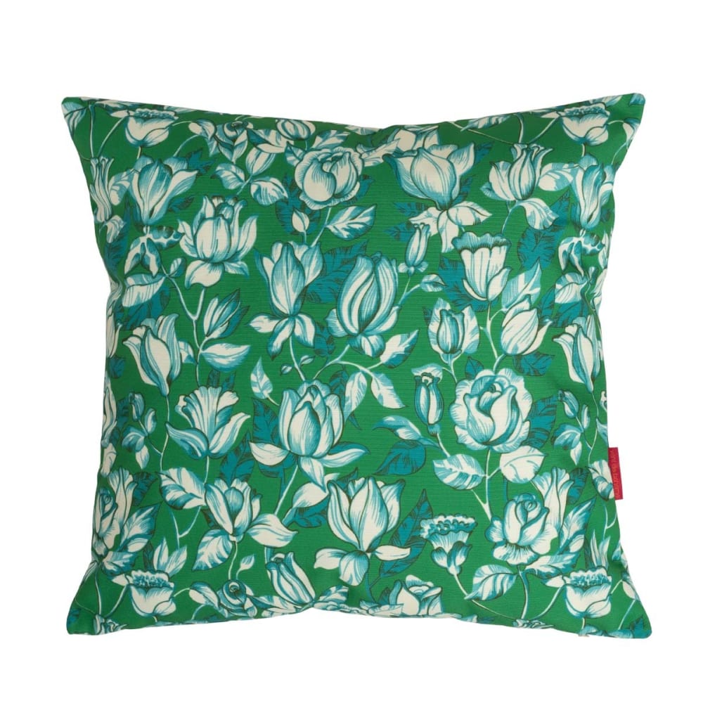 Vent de Bohème Housse de coussin extérieur 45x45 cm motif fleurs graphiques vert style contemporain - Pes - Polyester