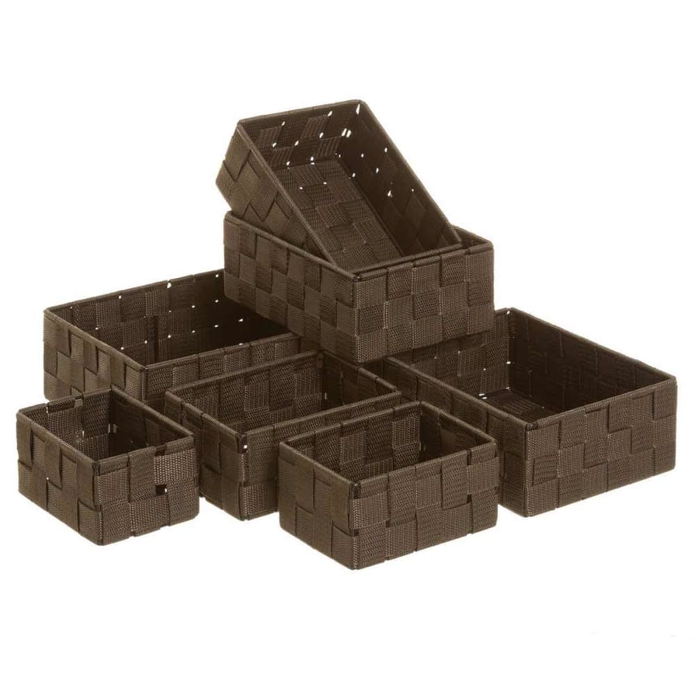 Unimasa Set de 7 panières déco marron - Pvc - Poly Chlorure De Vinyle
