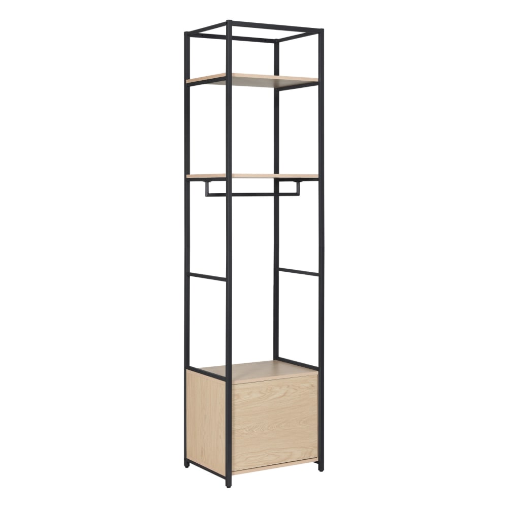 Portant vêtements en bois et métal noir 50x200cm - rangement fermé