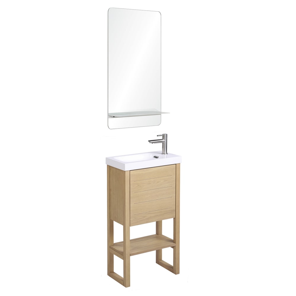 Meuble lave-mains ATOLL avec vasque blanche + miroir