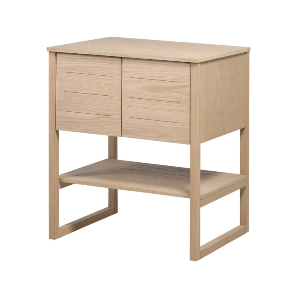 Meuble sous vasque plaqué chêne naturel 70cm + miroir rond — vue 4