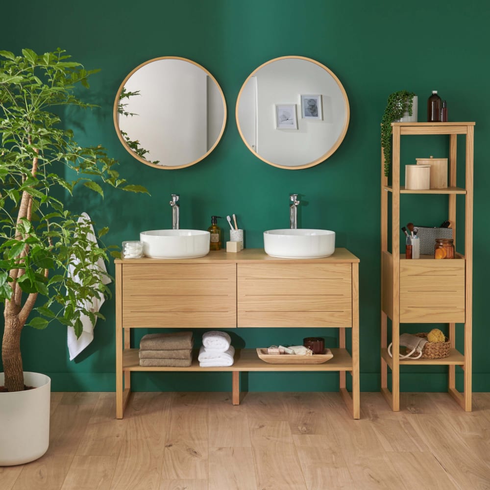 Meuble double 120cm + vasque + miroir + colonne