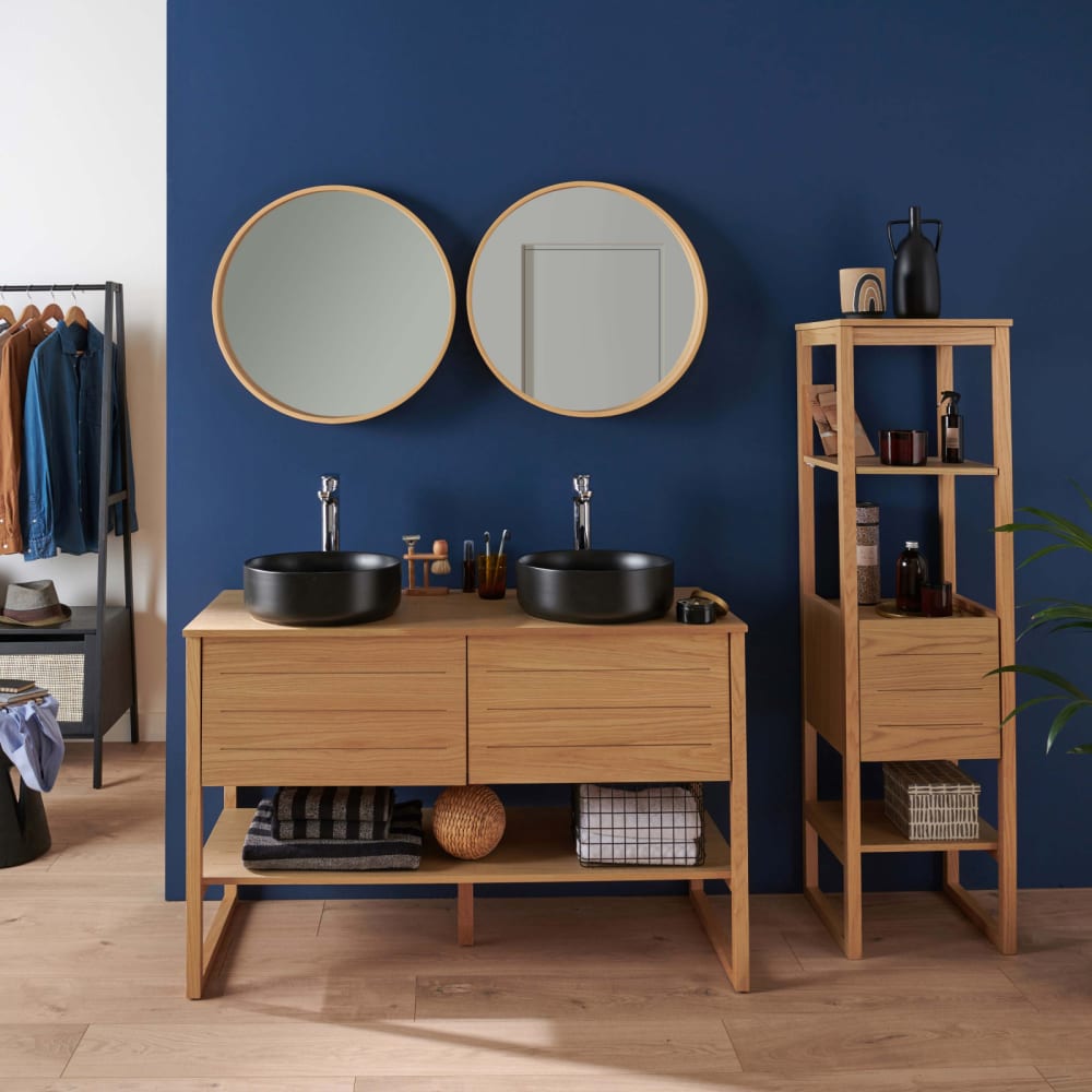 Meuble double 120cm + vasque + miroir + colonne