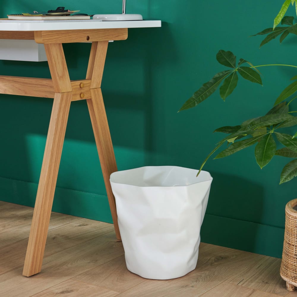 Poubelle de bureau effet froissé blanche - Maisons du Monde